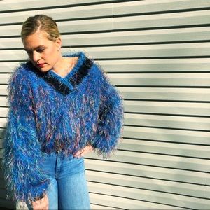 V-neck Mohair & Multi Coloured Thread Sweater